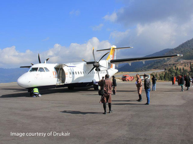 Drukair ATR taxi at Yonphula domestic airport